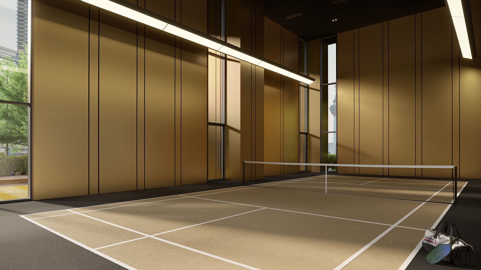 Indoor pickleball and badminton court at Divine KLCC