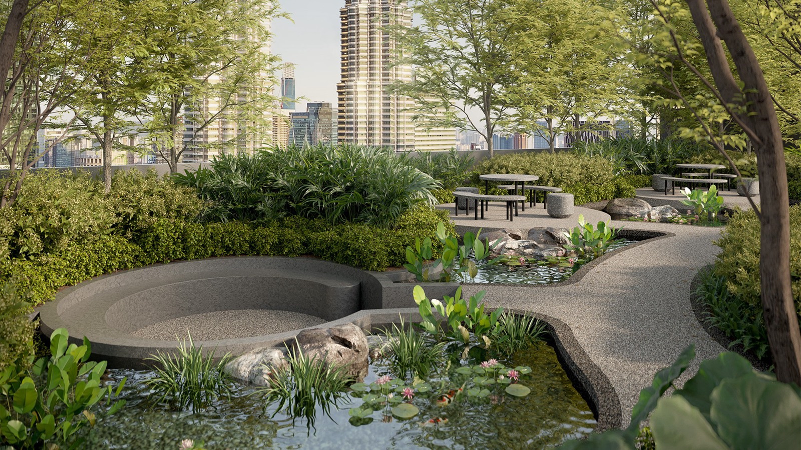 Picnic lawn by the water at Divine KLCC