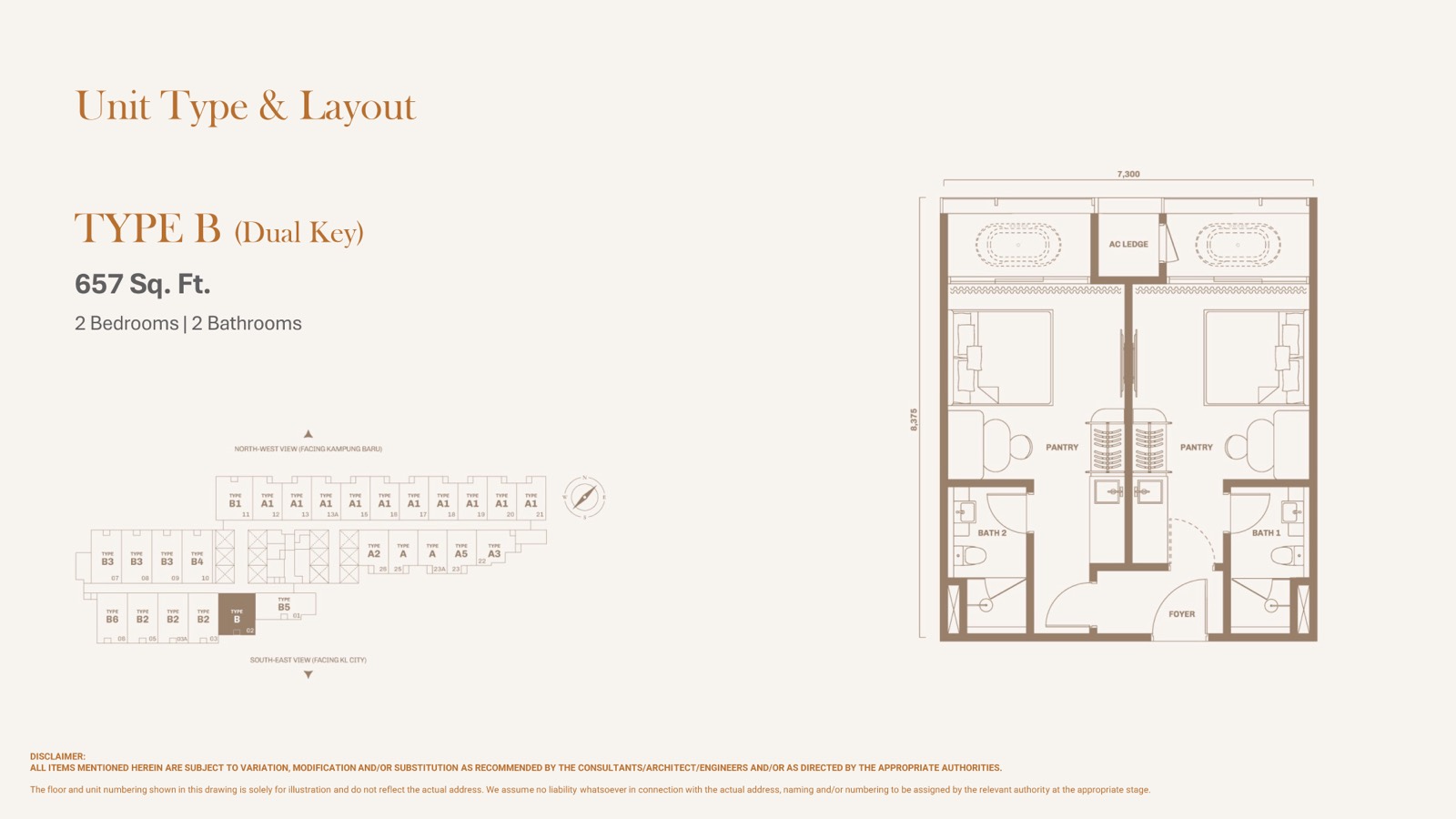 Divine KLCC Type B floor plan, 658 sq ft layout