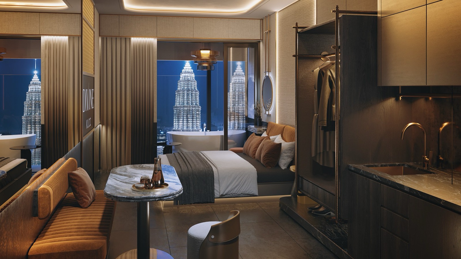 Divine KLCC Type B3 dual-key show unit in a dark designer theme
